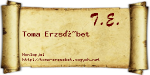 Toma Erzsébet névjegykártya